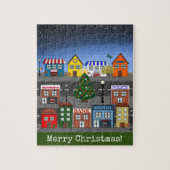 kleine stadsbuurt | vrolijk kerstfeest legpuzzel (Verticaal)
