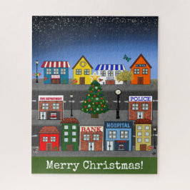 kleine stadsbuurt | vrolijk kerstfeest legpuzzel