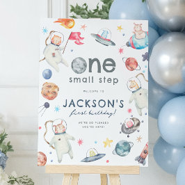 Kleine Stap Ruimte 1e Verjaardagsfeestje Welkomstb Poster