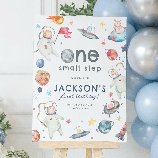 Kleine Stap Ruimte 1e Verjaardagsfeestje Welkomstb Poster