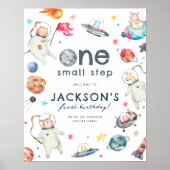 Kleine Stap Ruimte 1e Verjaardagsfeestje Welkomstb Poster (Voorkant)