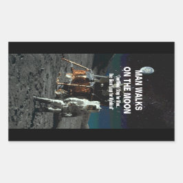 Kleine stap voor Man op Maanreuzensprong voor de m Rechthoekige Sticker