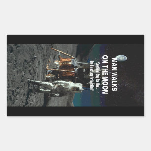 Kleine stap voor Man op motorleder voor de menshei Rechthoekige Sticker