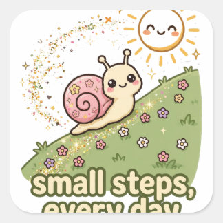 Kleine Stapjes Elke Dag Schattige Slak Motivatie S Vierkante Sticker