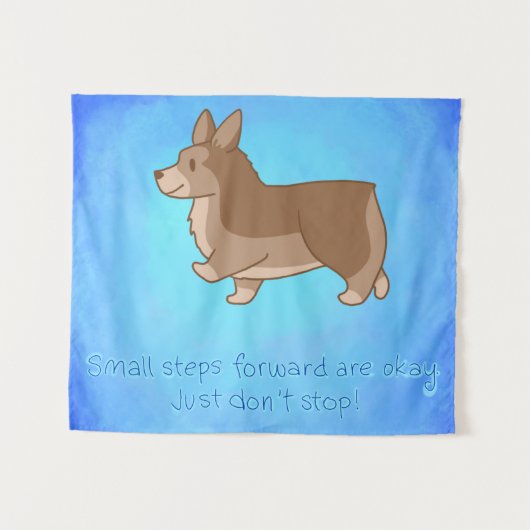 "Kleine stappen vooruit" Corgi Inspirerend Wandkleed (Voorkant (horizontaal))