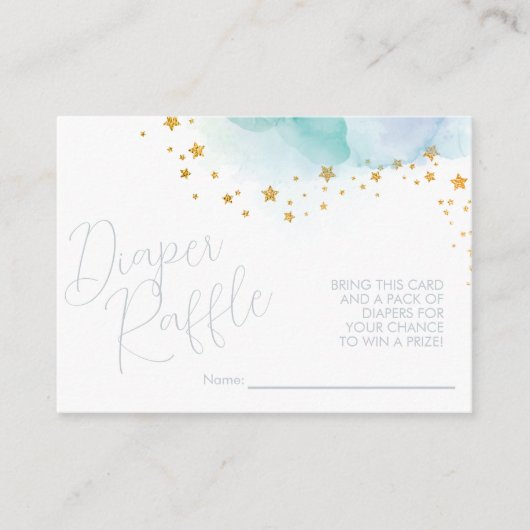 Kleine Star Blue Waterverf Baby Diaper Raffle Informatiekaartje (Voorkant)