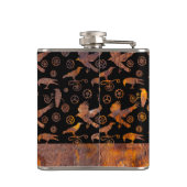 Kleine Steampunk kleurrijke roesttandwielen en koe Heupfles (Achterkant)