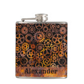 Kleine Steampunk kleurrijke Rusty Gears Aangepaste Heupfles (Voorkant)