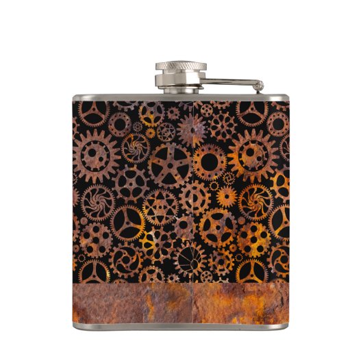 Kleine Steampunk kleurrijke Rusty Gears Aangepaste Heupfles (Achterkant)