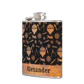 Kleine Steampunk Rusty-ballonthema Aangepaste naam Heupfles (Links)