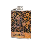 Kleine Steampunk Rusty Gears Custom Naam Heupfles (Links)