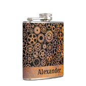 Kleine Steampunk Rusty Gears Custom Naam Heupfles (Rechts)