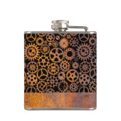 Kleine Steampunk Rusty Gears Custom Naam Heupfles (Achterkant)