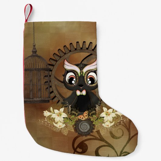 Kleine steampunk uil kleine kerstsok (Voorkant)