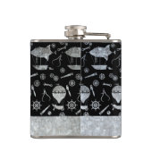 Kleine Steampunk Zilver Zink Airship Aangepaste Na Heupfles (Achterkant)