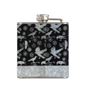 Kleine Steampunk Zilver Zinktandwielen en Kroegen Heupfles (Achterkant)