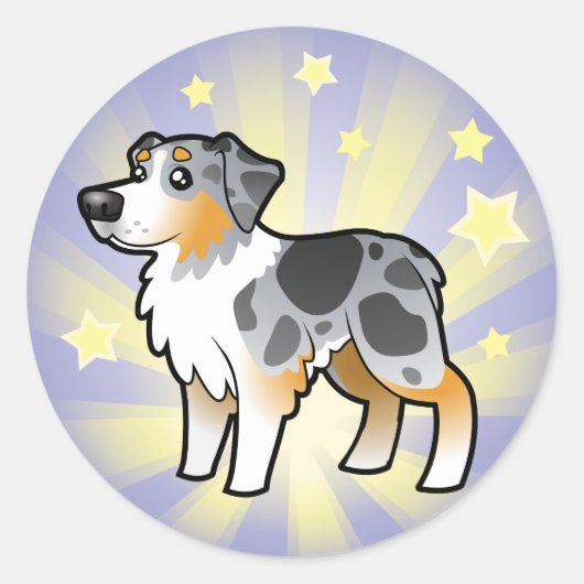 Kleine ster Australische Herder Ronde Sticker (Voorkant)