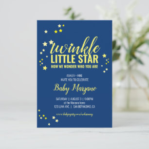 kleine ster BABY SHOWER of SIP & SEE geel marinebl Kaart