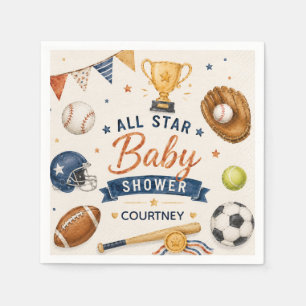 Kleine Ster Baby Shower Sporten Voetbal Honkbal Servet