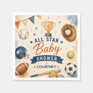 Kleine Ster Baby Shower Sporten Voetbal Honkbal Servet