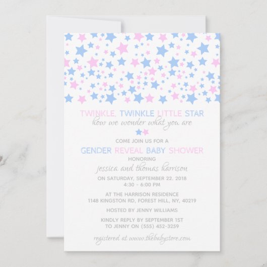 Kleine Ster Geslacht onthullen feest! Baby Shower Kaart (Voorkant)