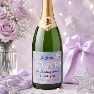 Kleine Ster Landt Binnenkort Hemelse Baby Shower Sparkling Wijnetiket
