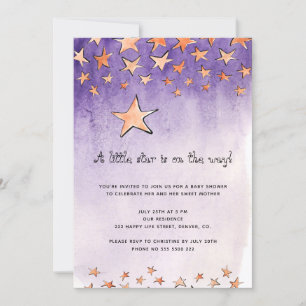 Kleine ster op weg waterverf baby shower kaart