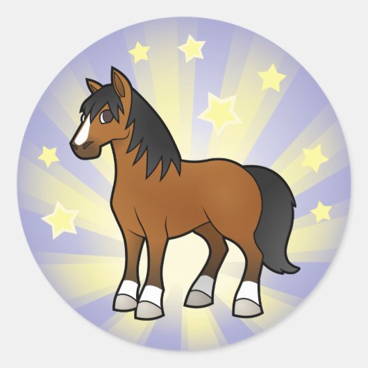 Kleine Ster Paard Ronde Sticker (Voorkant)