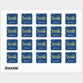 kleine ster tweeling BABY SHOWER geel navy gunst Vierkante Sticker (Vel)