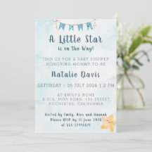 Kleine Ster Waterverf Blauwe Lucht Baby Shower