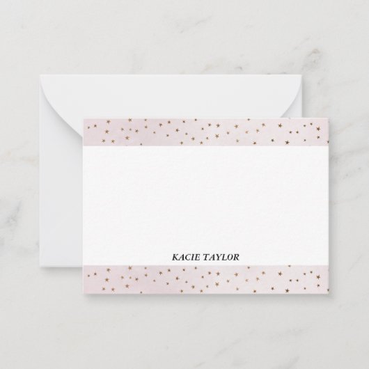 Kleine sterren beige gepersonaliseerde briefkaarte notitiekaartje (Voorkant)