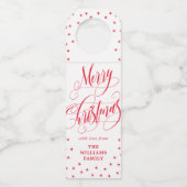 Kleine sterren Zwirly Calligrafie Kerst Flessenhanger (Voorkant)