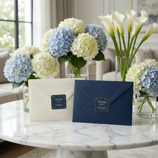 Kleine Stickers Navy Goud 80e Verjaardag Bedankt