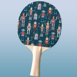 Kleine stijl Retro robot robot Pattern Dark uit de Tafeltennisbatje