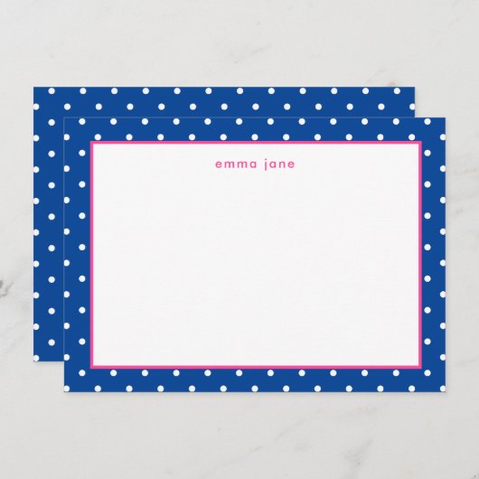 Kleine Stippen Roze en Blauw Aangepast Notitiekaartje (Voorkant / Achterkant)