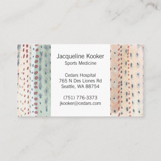 Kleine stippen waterverf abstract visitekaartje (Achterkant)