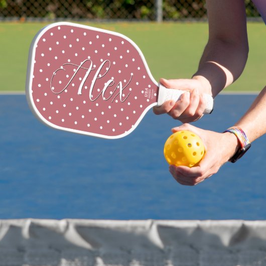 Kleine Stippenroze Wit Stippen Pickleball Paddle (Insitu)