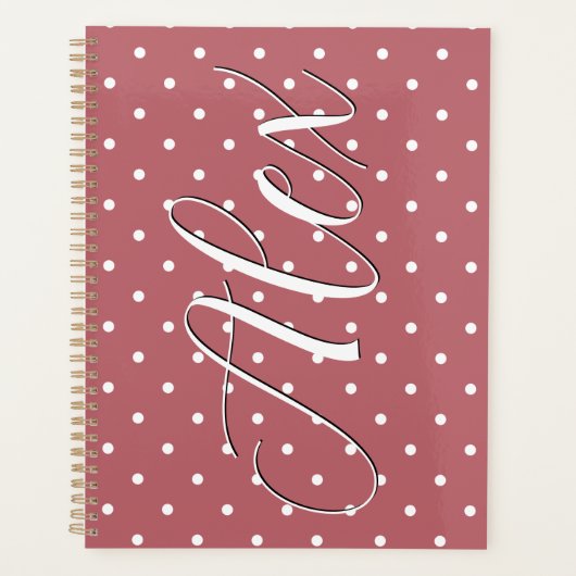Kleine Stippenroze Wit Stippen Planner (Voorkant)