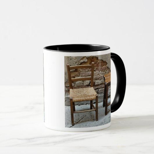 Kleine stoel en ontlasting, Pienza, Italië Mok (Voorkant rechts)