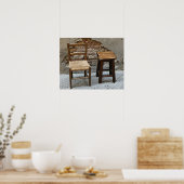 Kleine stoel en ontlasting, Pienza, Italië Poster (Keuken)