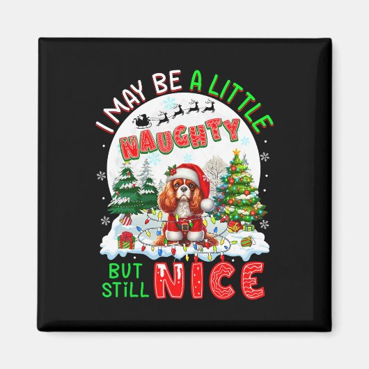 Kleine stoute maar leuke kerstcavalier koning Char Magneet (Voorkant)