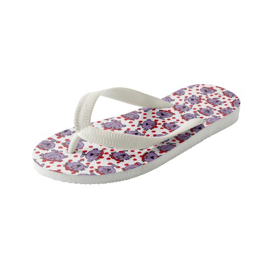 Kleine Stoute Meisje | Rode Stippenpatroon Kinder Teenslippers (Schuin)