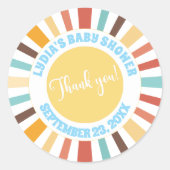 Kleine straal van Sunshine Blue Baby shower Ronde Sticker (Voorkant)
