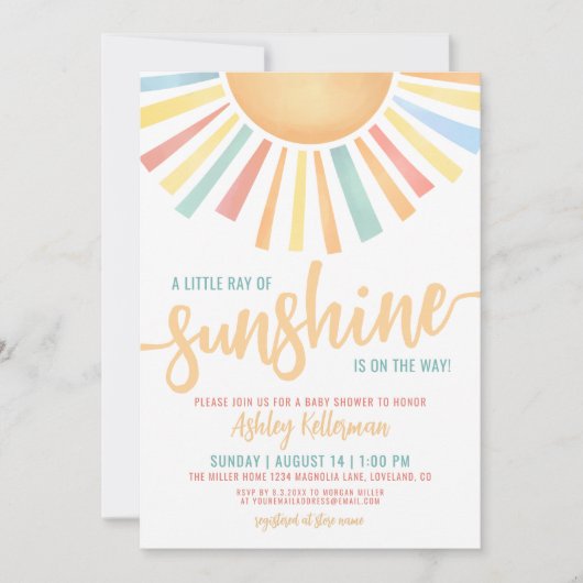 Kleine straal van zonneschijn zon Baby shower Kaart (Voorkant)