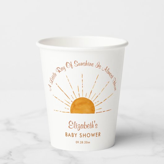 Kleine straal van zonneschijn zon Baby shower Papieren Bekers (Achterkant)