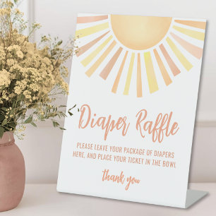 Kleine Straal Zonneschijn Baby Shower Luier Raffle Reclamebord Met Voetstuk