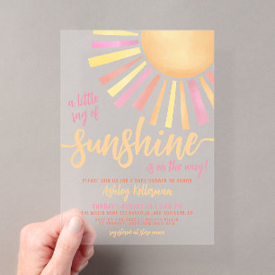 Kleine straal zonneschijn Boho baby shower Acryl Uitnodigingen