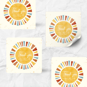 Kleine Straal Zonneschijn Boho Baby Shower Vierkante Sticker