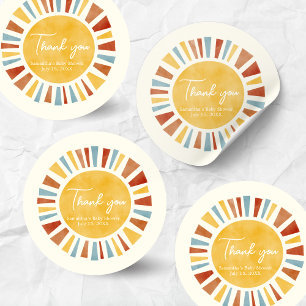 Kleine straal zonneschijn Boho babyfeestje Ronde Sticker