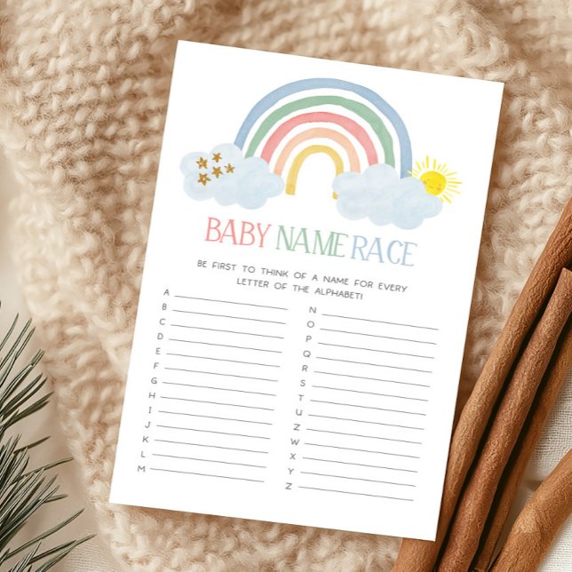 Kleine Straal Zonneschijn Regenboog Babynamen Race (Rainbow Baby Shower Baby Name Race Game)